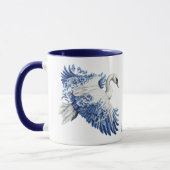 Flying Blue Swan Floral Monogram Mok (Links)