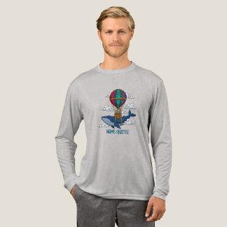 Flying Blue Whale with Hot Air Balloon Tri-Blend Shirt