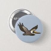 Flying Brown Pelican Ronde Button 5,7 Cm (Voorkant /achterkant)