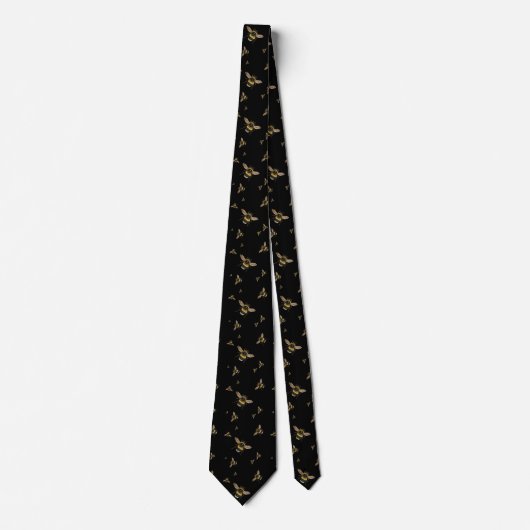 Flying Bumblebees Pattern Black Stropdas (Voorkant)