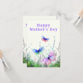Flying Butterflies Moederdag Kaart (Voorkant / Achterkant in situ)