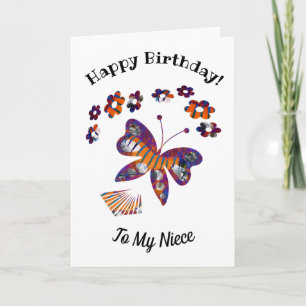 Flying Butterfly Flowers Card Kaart