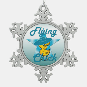 Flying Chick #7 Tin Sneeuwvlok Ornament