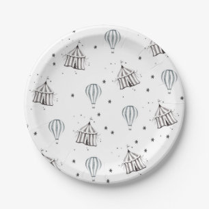 Flying Circus & Hot Air Ballon Waterverf Kinder Papieren Bordje