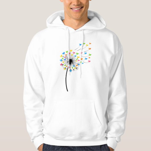 Flying colorful birds dandelion flow hoodie (Voorkant)