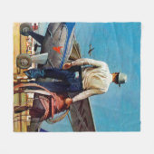 Flying Cowboy van Mead Schaeffer Fleece Deken (Voorkant (Horizontaal))