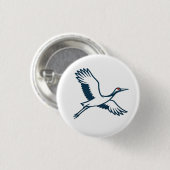 Flying Crane – Minimal Japanese Icon Ronde Button 3,2 Cm (Voorkant /achterkant)