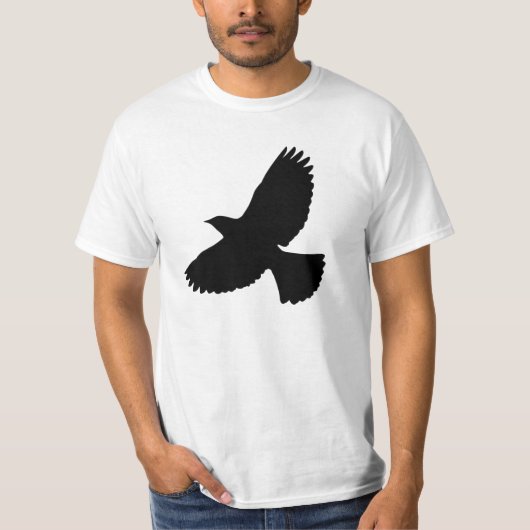 Flying Crow and Fan Tail Silhouette T-shirt (Voorkant)