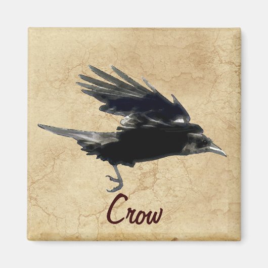 Flying Crow Birdlover Wildlife Supporter Magneet (Voorkant)