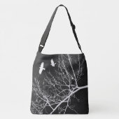 Flying Crows and Trees Silhouette Gothic Theme Crossbody Tas (Achterkant)