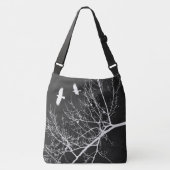 Flying Crows and Trees Silhouette Gothic Theme Crossbody Tas (Voorkant)