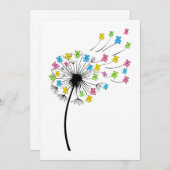 Flying cute bears dandelion flow kaart (Voorkant / Achterkant)
