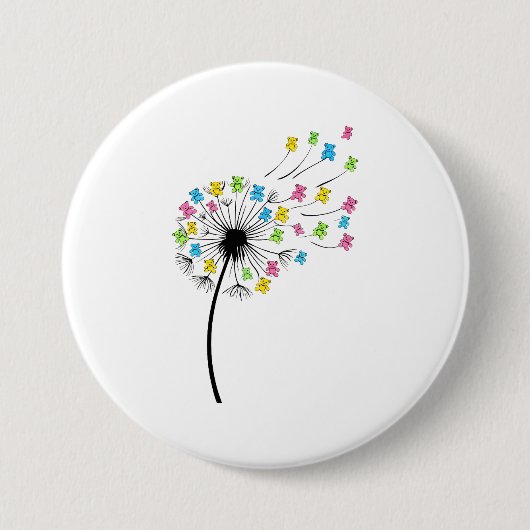 Flying cute bears dandelion flow ronde button 7,6 cm (Voorkant)