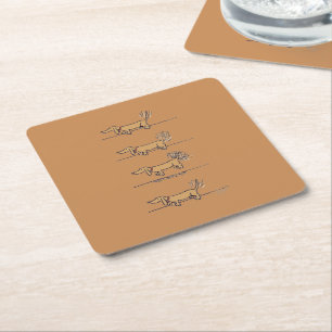 Flying Dachshund bruin papier onderzetters
