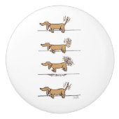 Flying Dachshund brun bouton en céramique brun (Devant)