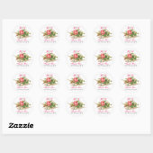 FLYING DOVE MET PINK ROSE Dank u Monogram Ronde Sticker (Vel)