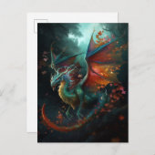 Flying Dragon Colorful Fantasy Art Briefkaart (Voorkant / Achterkant)