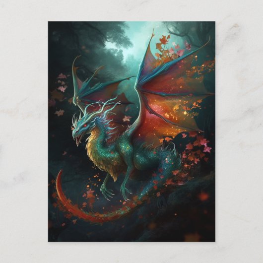 Flying Dragon Colorful Fantasy Art Briefkaart (Voorkant)