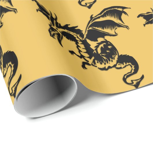 Flying Dragon Design Gold Cadeaupapier (Rol Hoek)