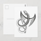 Flying Dragon in dark gray and white Briefkaart (Voorkant / Achterkant)
