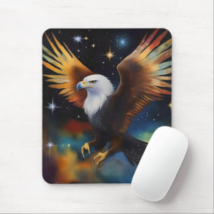 Flying Eagle kleurrijke kosmische kunst, Muismat