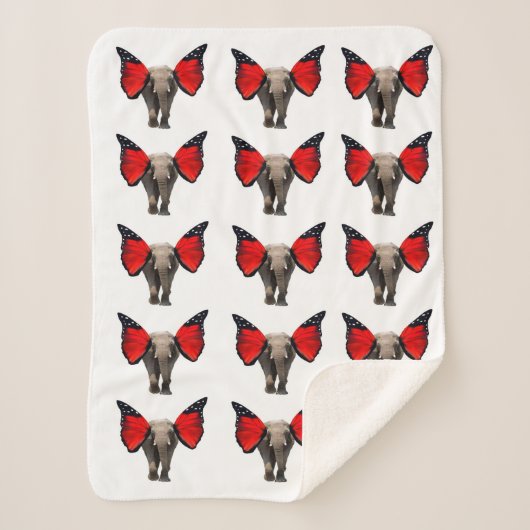 Flying Elephants Sherpa Blanket Deken (Voorkant)