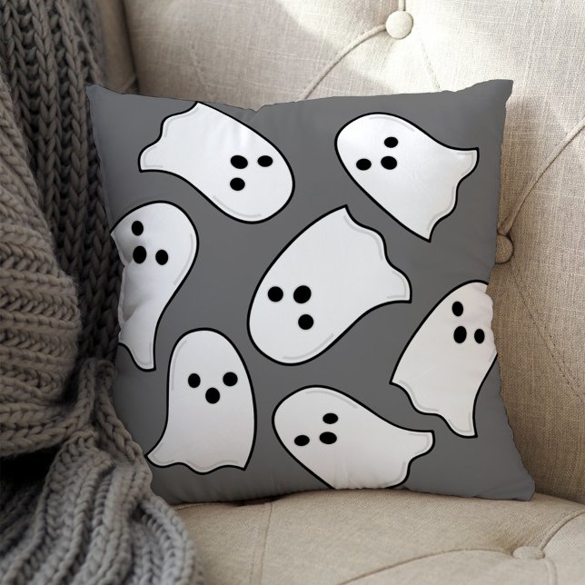 Flying Ghost Grey and White Halloween Kussen (Creator heeft geüpload)