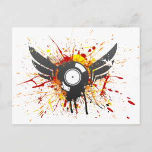 Flying Graffiti Record - Music Audio DJ Vinyl Briefkaart