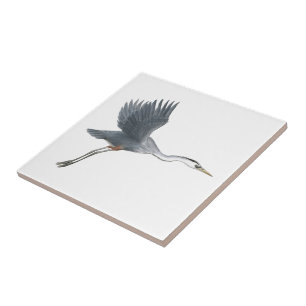 Flying Great Blue Heron Ceramic Tile Tegeltje
