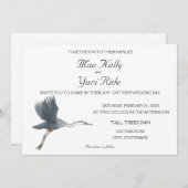 Flying Great Blue Heron huwelijksuitnodiging Kaart (Voorkant / Achterkant)