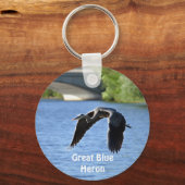 Flying Great Blue Heron Key-ketens Sleutelhanger (Voorkant)