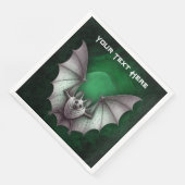 Flying Grey Bat Spooky Green Glowing Cave Trees Servet (Hoek)