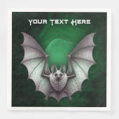 Flying Grey Bat Spooky Green Glowing Cave Trees Servet (Voorkant)