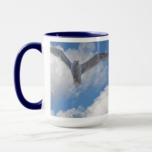 Flying Gull & Clouds Wildlife Birdlover Gift Mok (Links)