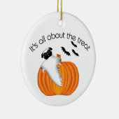 Flying Halloween Pug Ghost Funny Gezegde Pumpkin Keramisch Ornament (Rechts)