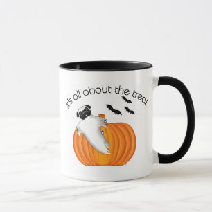 Flying Halloween Pug Ghost Funny Gezegde Pumpkin Mok