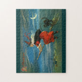 Flying Halloween Witch with Cat Legpuzzel (Verticaal)