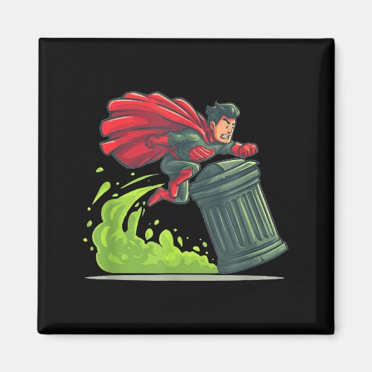 Flying Hero With Trash Can Costume For Take Out Th Magneet (Voorkant)