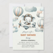 Flying High Elephant Baby Shower Invitation (Devant)