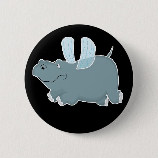 Flying Hippo Ronde Button 5,7 Cm (Voorkant)
