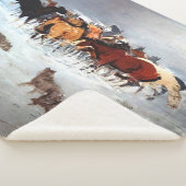 Flying Hoofs Wolf Pack Attacking Horses Rustic Dog Sherpa Deken (3/4)