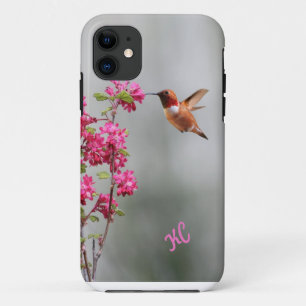 Flying Hummingbird and Flowers iPhone 11 Hoesje