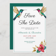 Flying Hummingbirds Red Tropical Flower Wedding
