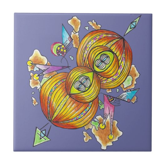 Flying infinity tile.psychedelic butterfly. tegeltje (Voorkant)