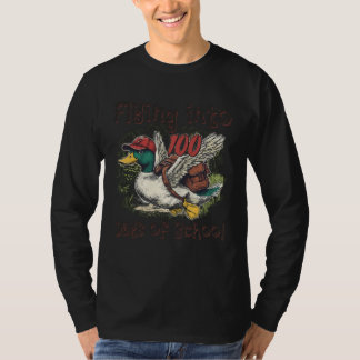 Flying Into 100 Days of School Duck Hunting 100th T-shirt