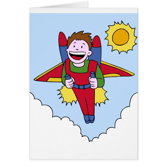 Flying Jet Pack Man Cartoon (Voorkant)