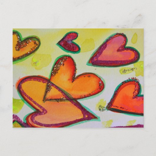Flying Laugh Hearts Briefkaart (Voorkant)