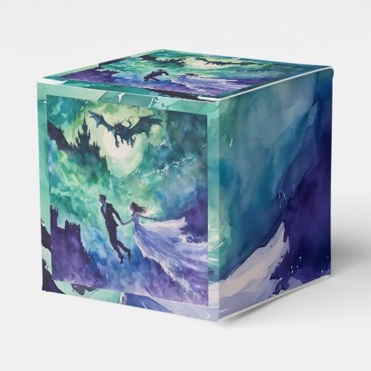 Flying Lovers - Waterverf Schilderen Bedankdoosjes (Voorkant Zijde)