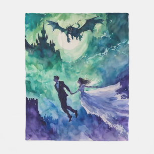 Flying Lovers - Waterverf Schilderen Fleece Deken