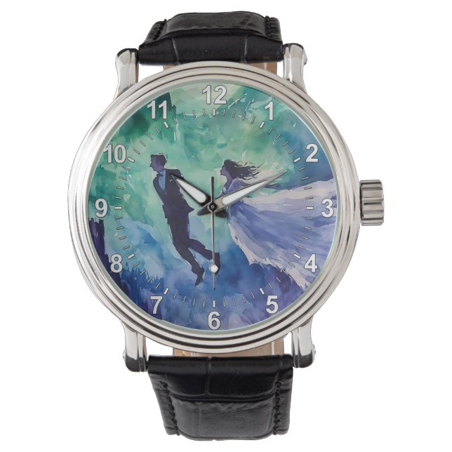 Flying Lovers - Waterverf Schilderen Horloge (Voorkant)
